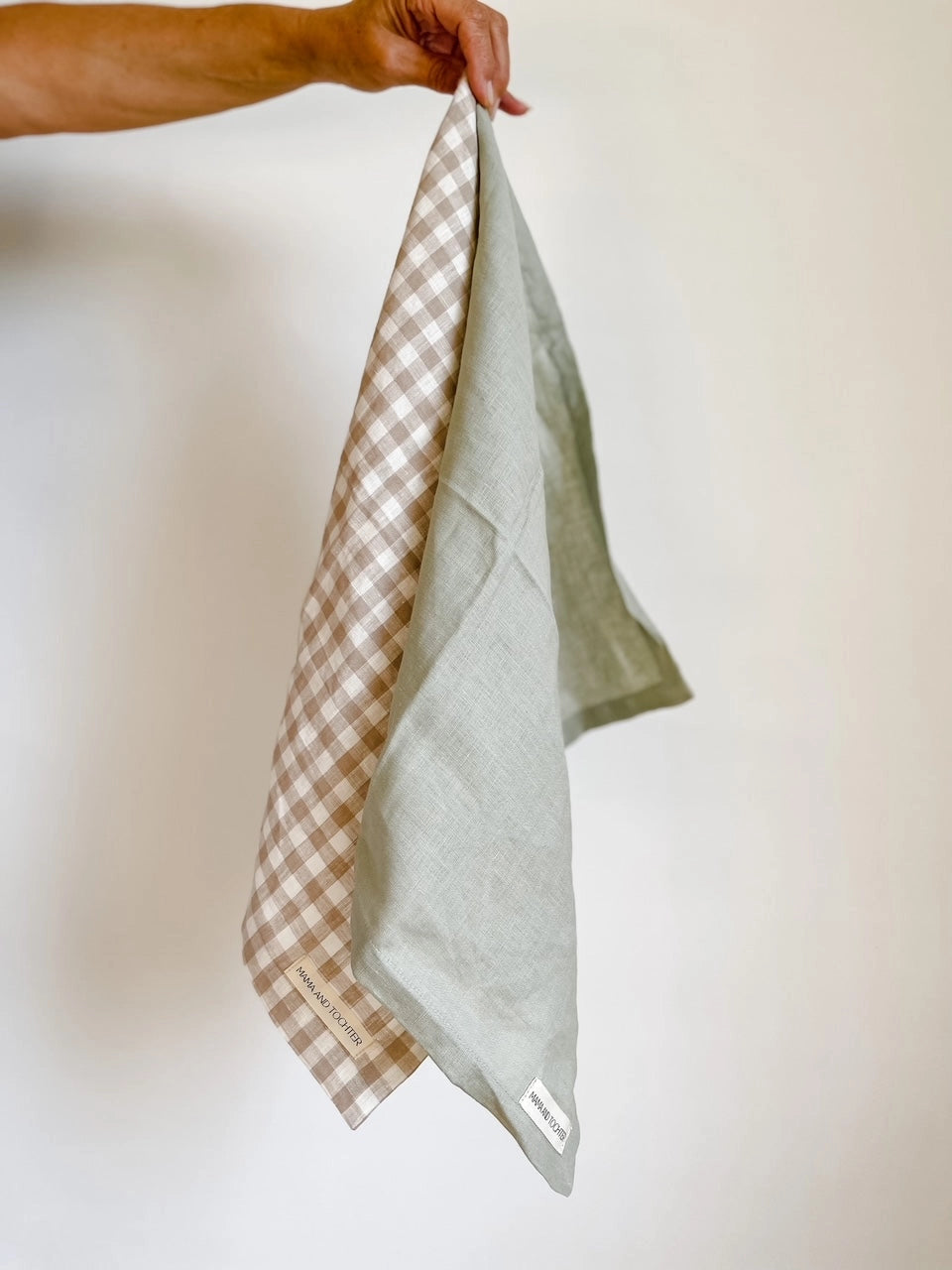 Pure French Linen Tea Towel - Light Sage green Mama and Tochter
