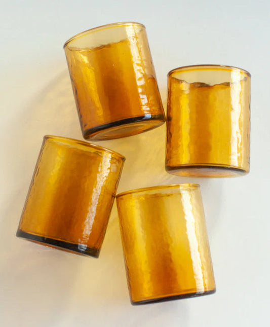 Handblown Hammered Glasses : Set of 4 : Blue Creative Women