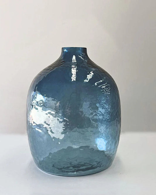 Handblown Glass Gourd shaped Vase : Blue Creative Women