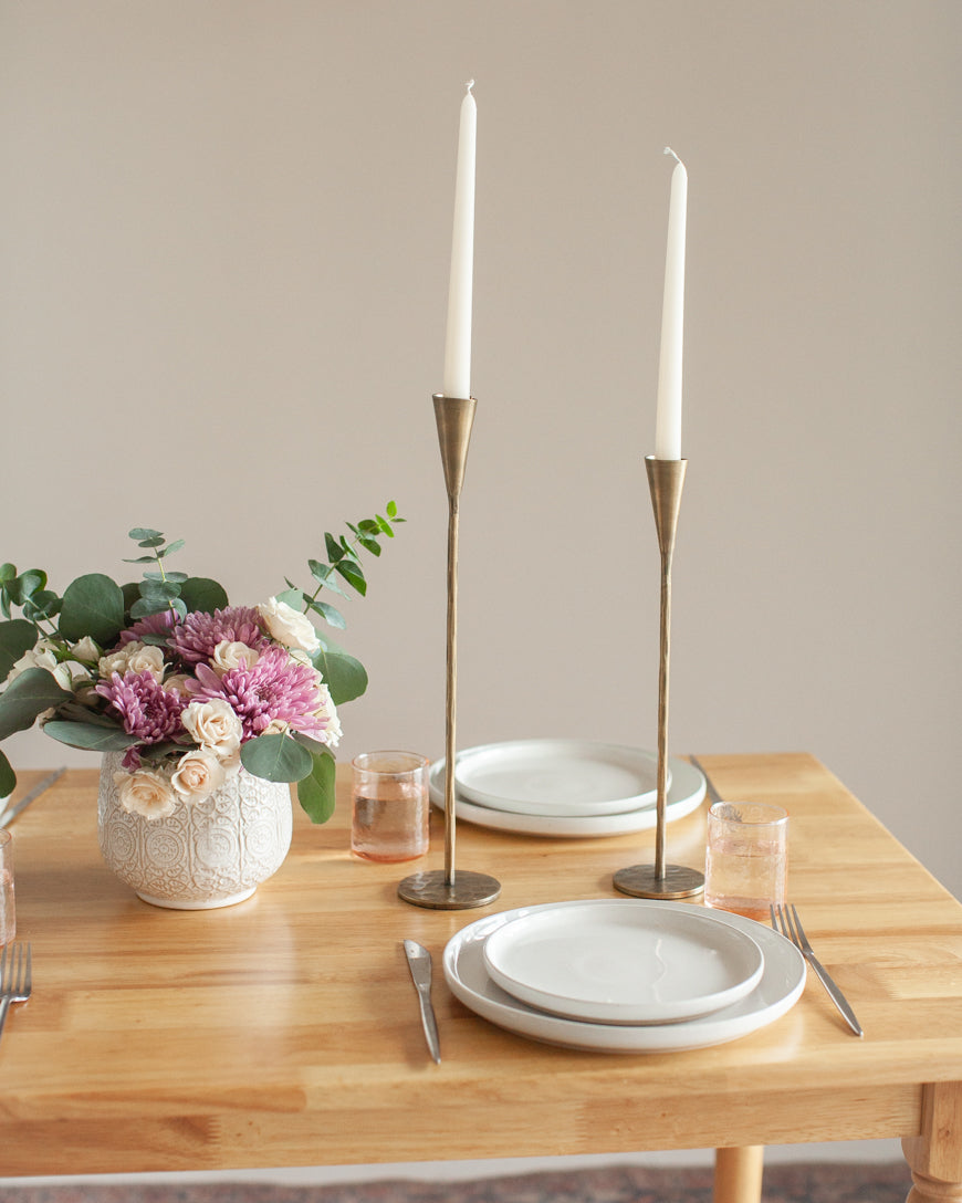 Phoenix Hand Forged Iron Candle Stands : Set of 2 : Gold Creative Women