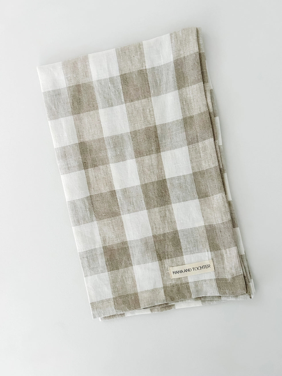 Pure French Linen Tea Towel - Natural Gingham Check Small Mama and Tochter