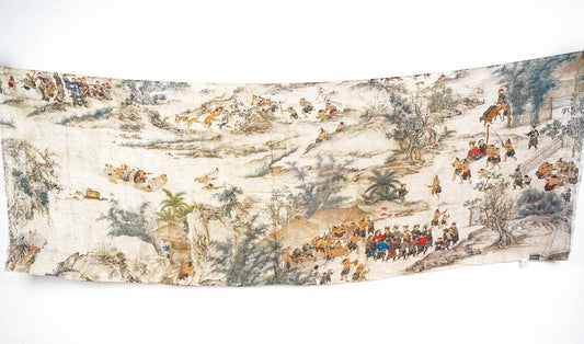 Silk Modal Scarf luxurious fabric blend - Beige/Grey landscape Linen Connections