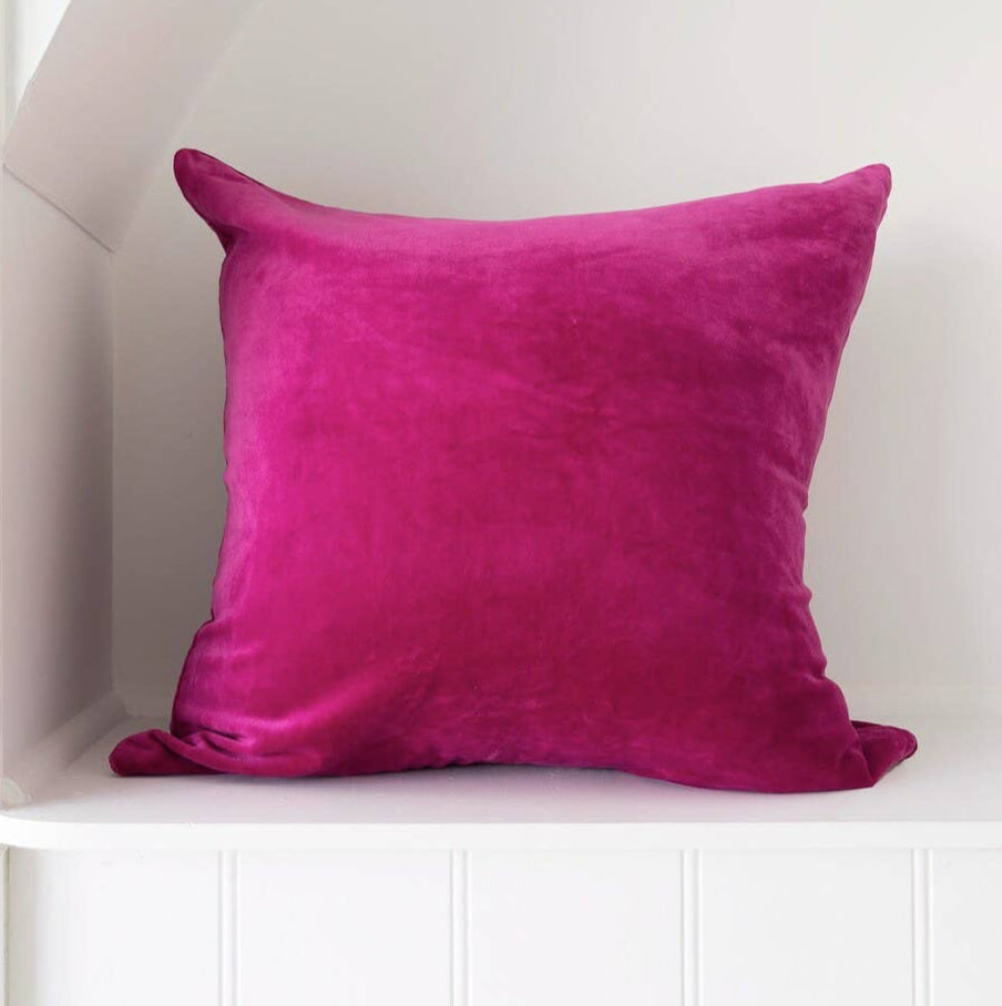 Luxury Velvet & Cotton Cushion Cover - Bold Pink Linen Connections