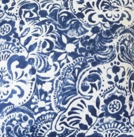100 % Cotton Mexican Painter Decorative Cushion Cover  - Block Print Blue with red piping Linen Connections