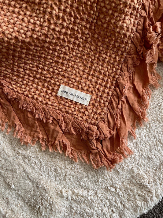 Organic Cotton Rustic Waffle Throw Blanket - Charcoal Mama and Tochter