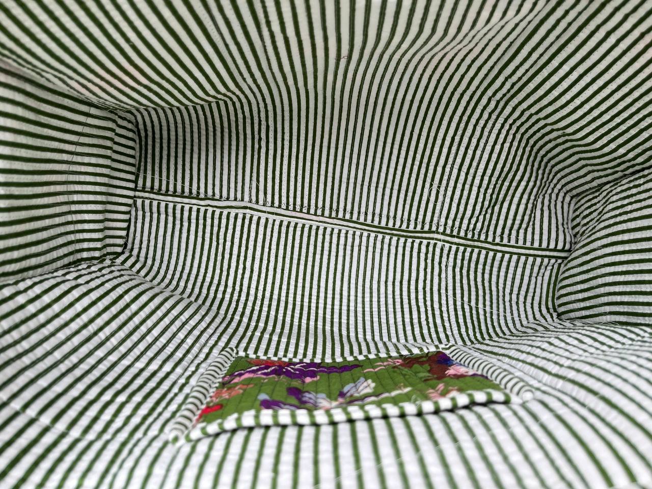 100% Cotton Palm Tree and stripes Quilted Tote Bag in Green Bhawana Handicrafts