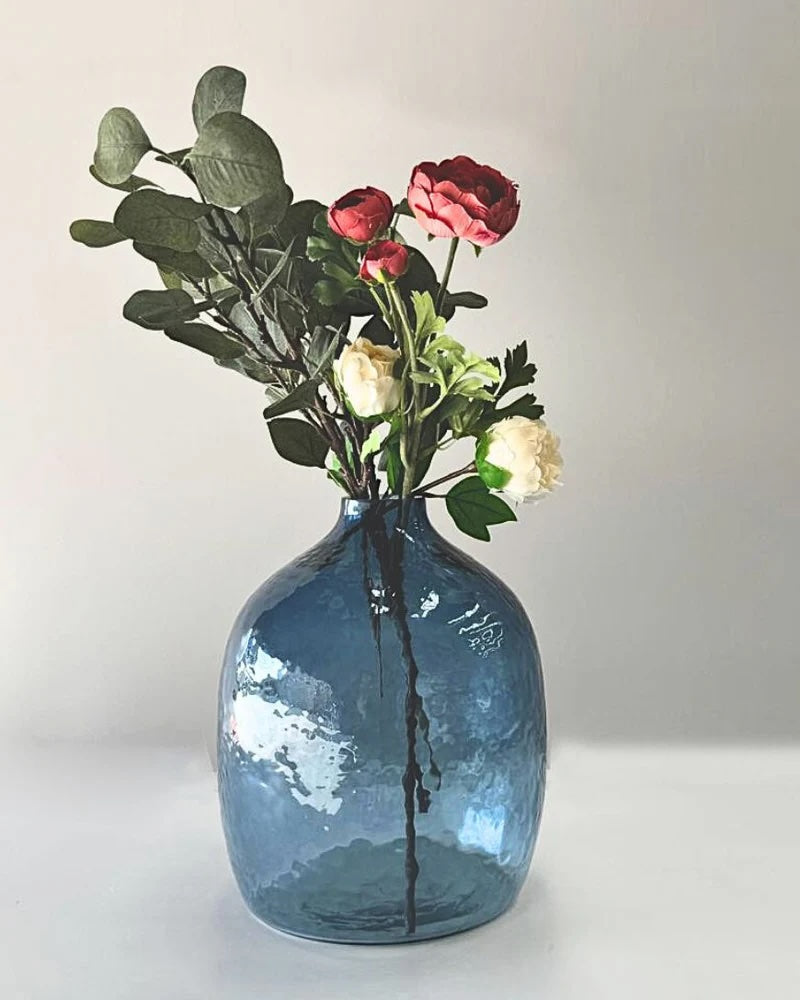 Handblown Glass Gourd shaped Vase : Blue Creative Women