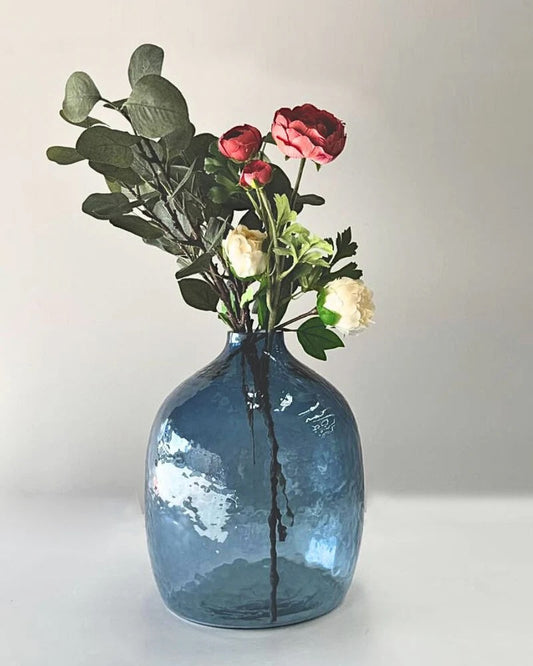 Handblown Glass Gourd shaped Vase : Blue Creative Women