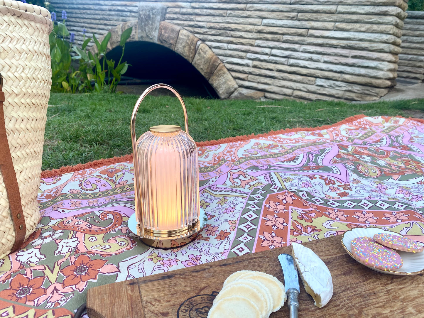 Medium sized Gold look and glass rechargeable lantern Atelier75