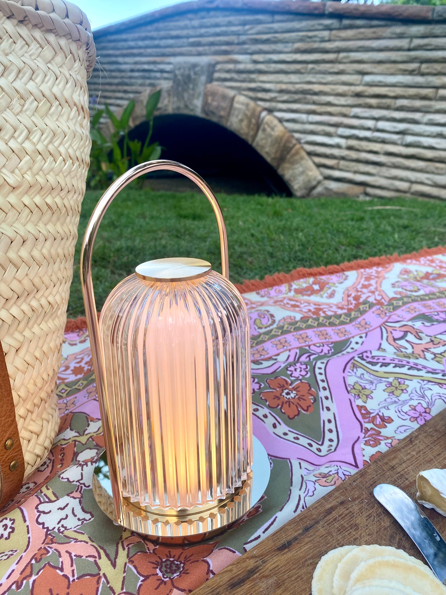 Medium sized Gold look and glass rechargeable lantern Atelier75