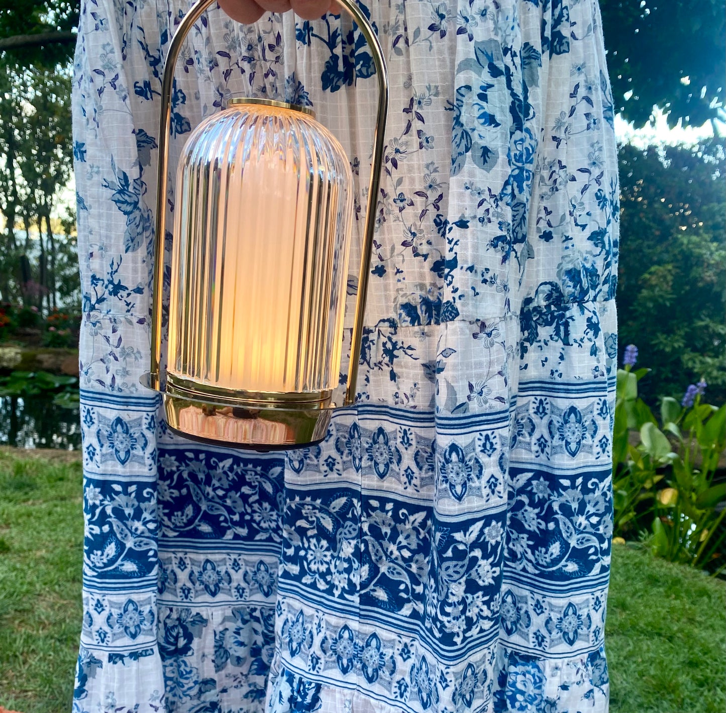 Medium sized Gold look and glass rechargeable lantern Atelier75