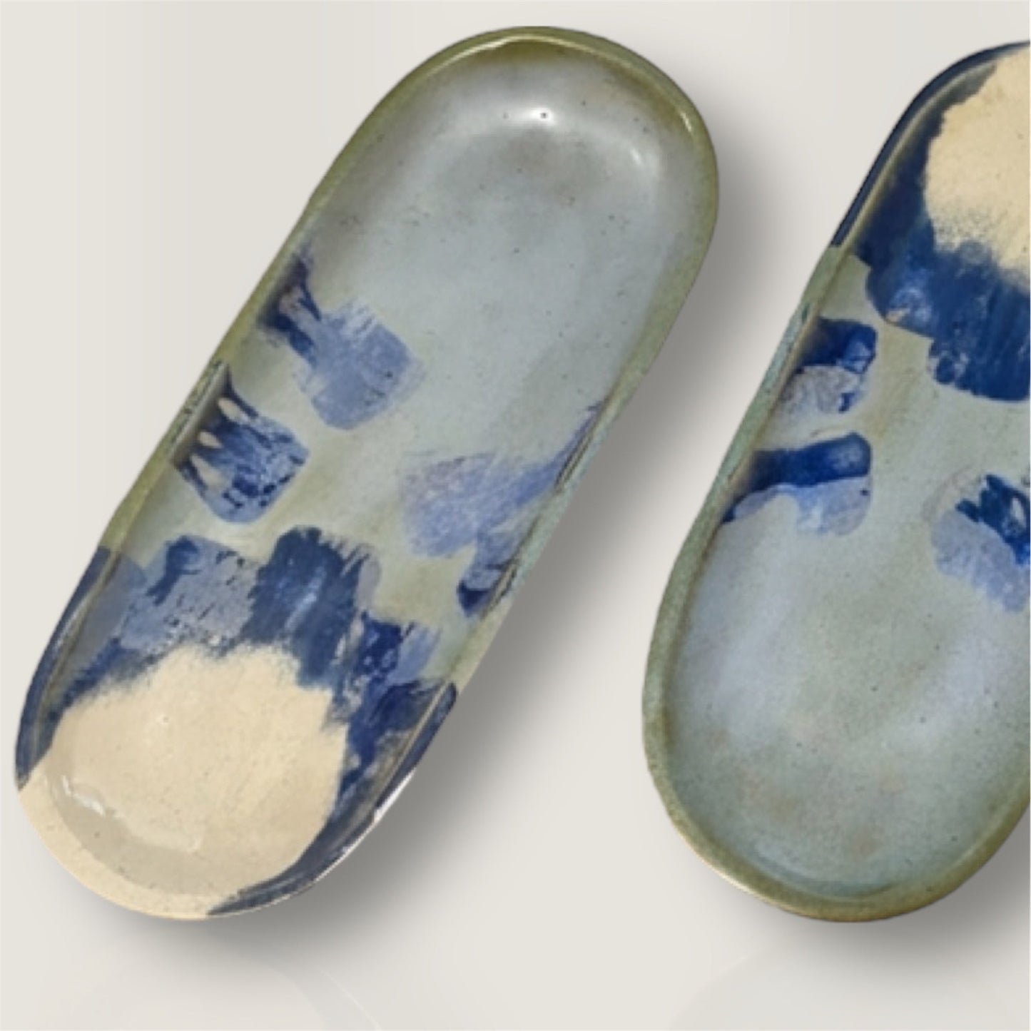 Ceramic Canoe Platter Handmade in dark Blues. Woodfolk