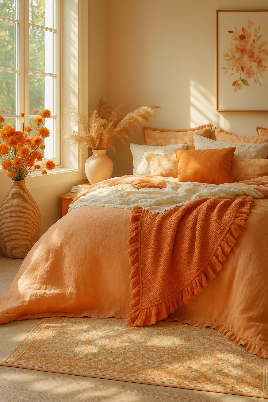 Organic Cotton Rustic Waffle Throw Blanket - Rust Mama and Tochter