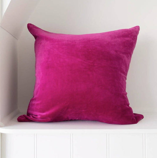 Luxury Velvet & Cotton Cushion Cover - Bold Pink Linen Connections