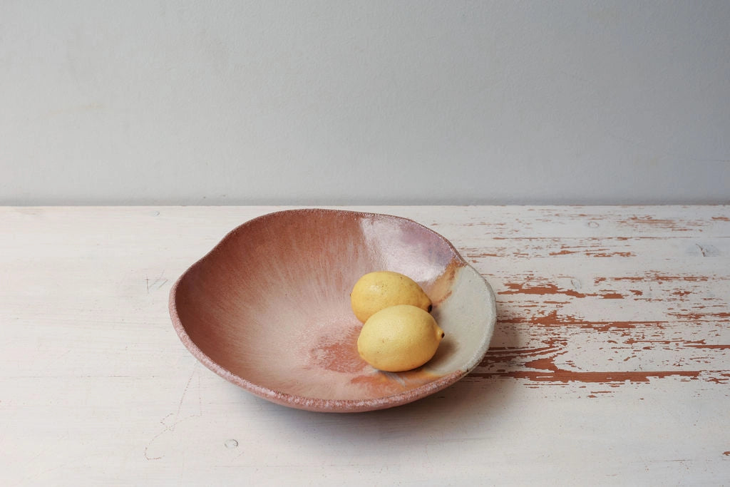 Organic Ceramic Fruit Bowl in Rose Pink Handmade Woodfolk
