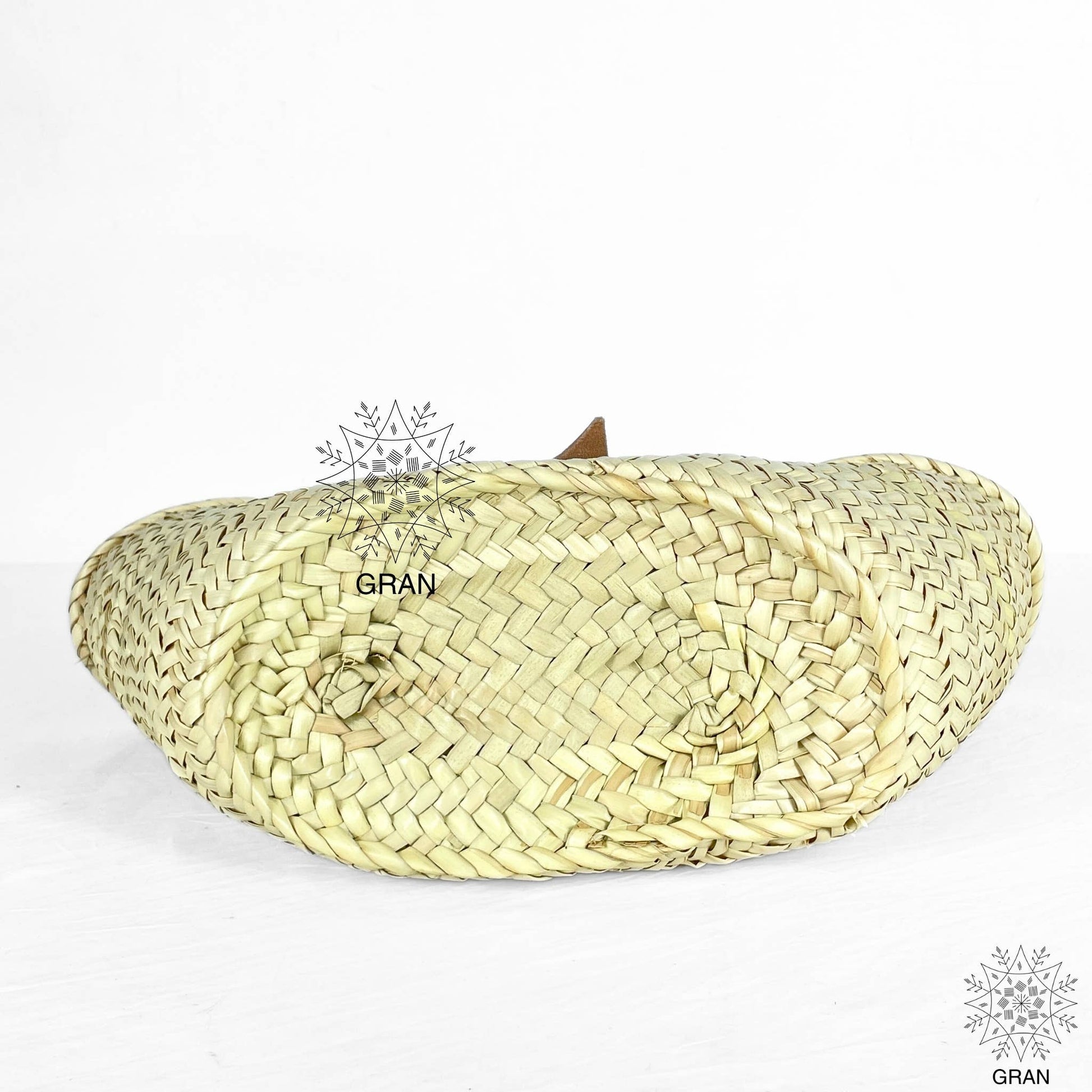 Straw Basket with Leather Buckle & Handle Gran Wholesale
